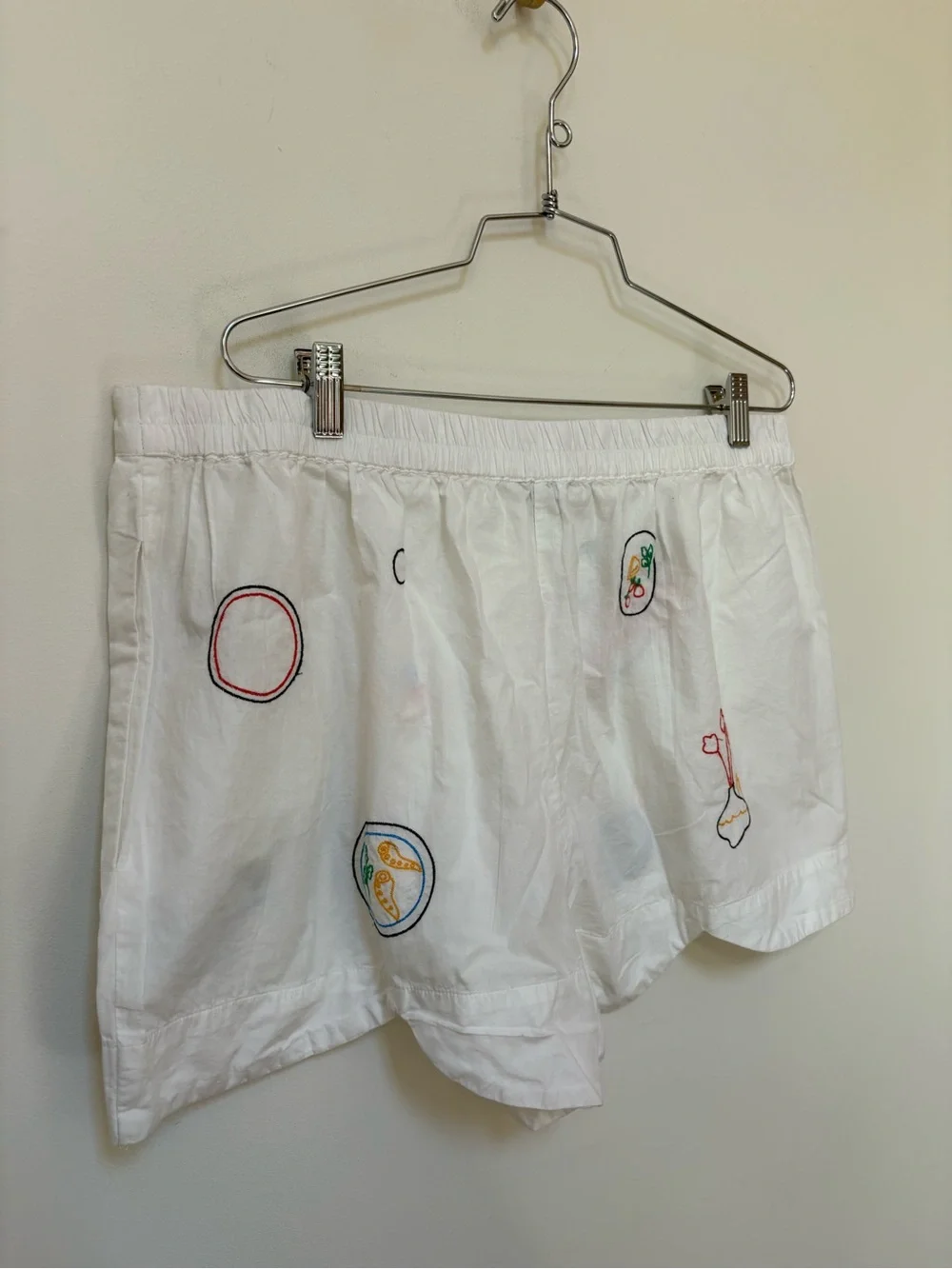 NWOT Celandine Picnic Embroidered Poplin Scalloped Pull-On Shorts Size XL